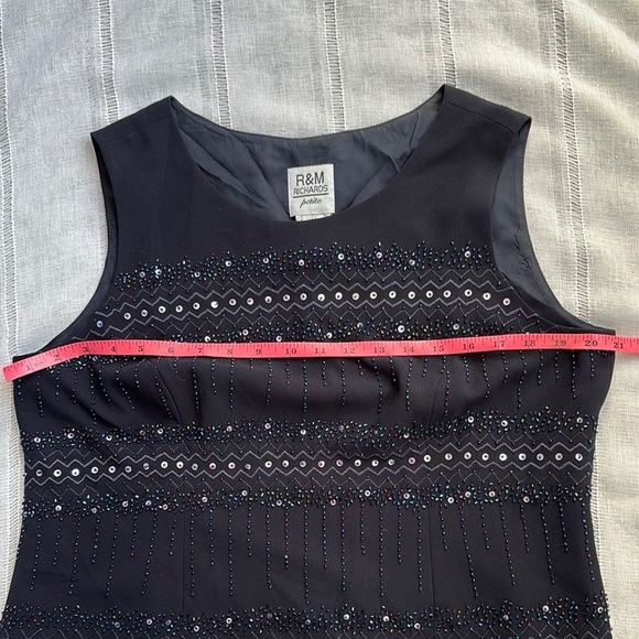 R&M Richards Dark Navy Embellished Evening Top - Picture 6 of 12